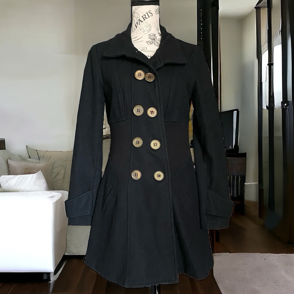 Love Stitch black peacoat size small